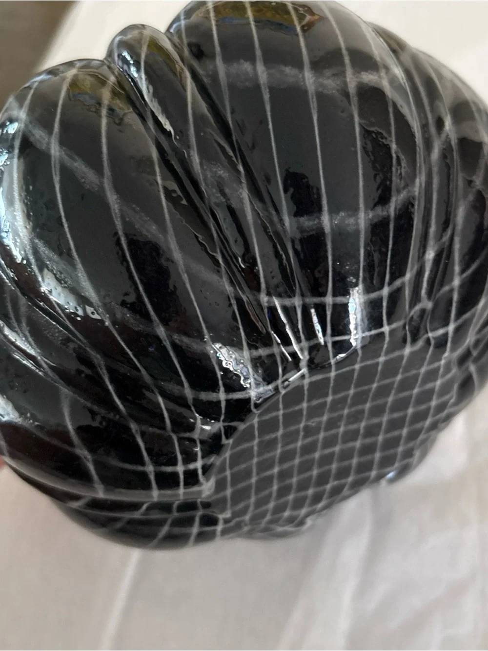 Martha Stewart Handblown Glass Black White Brown Pumpkin